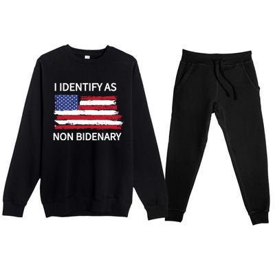 I Identify As Non Bidenary Premium Crewneck Sweatsuit Set