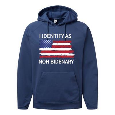 I Identify As Non Bidenary Performance Fleece Hoodie