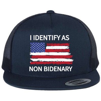 I Identify As Non Bidenary Flat Bill Trucker Hat