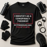 I Identify As A Conspiracy Theorist My Pronouns Are Told You Performance Shirt