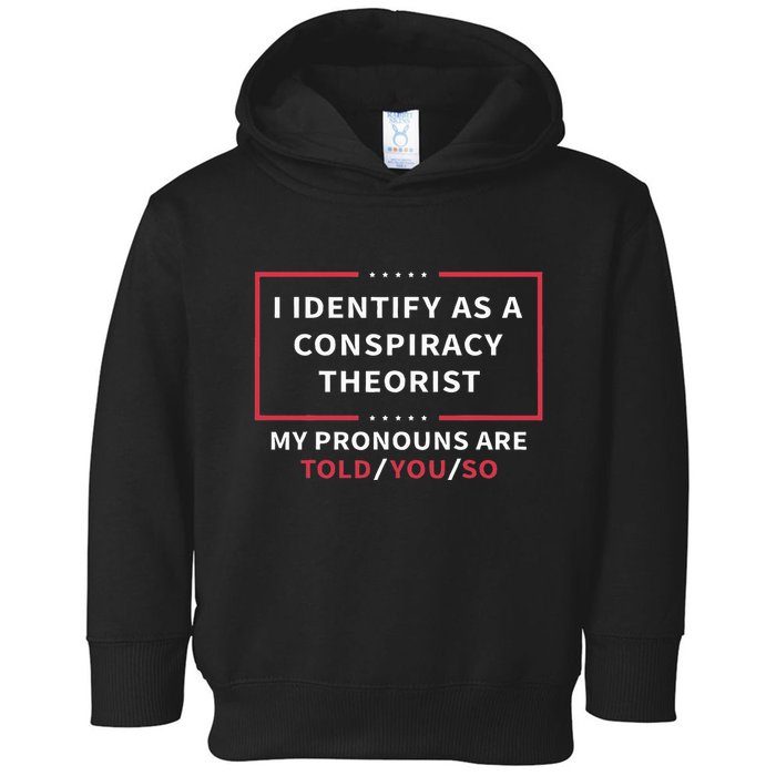 I Identify As A Conspiracy Theorist My Pronouns Are Told You Toddler Hoodie