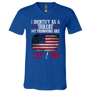 I Identify As An American No Identity Politics Usa Flag Great Gift V-Neck T-Shirt