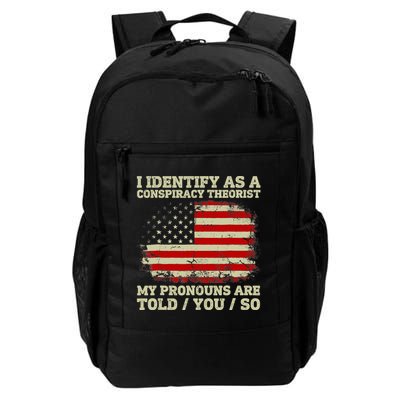 I Identify As A Conspiracy Theorist Vintage American Flag Backpack