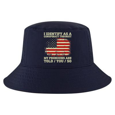 I Identify As A Conspiracy Theorist Vintage American Flag Cool Comfort Performance Bucket Hat
