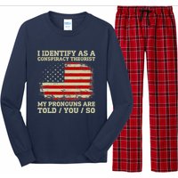 I Identify As A Conspiracy Theorist Vintage American Flag Long Sleeve Pajama Set