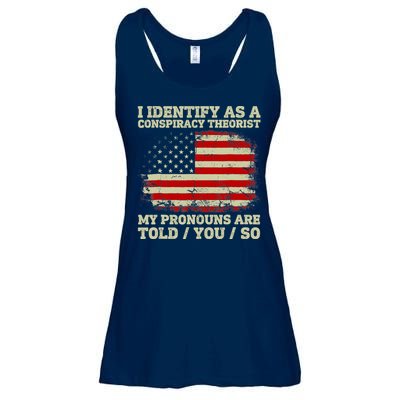 I Identify As A Conspiracy Theorist Vintage American Flag Ladies Essential Flowy Tank