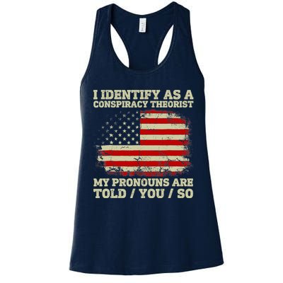 I Identify As A Conspiracy Theorist Vintage American Flag Womens Tank Top