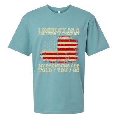 I Identify As A Conspiracy Theorist Vintage American Flag Sueded Cloud Jersey T-Shirt