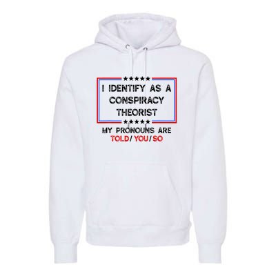 I Identify As A Conspiracy Theorist Pronouns Are Told You So Premium Hoodie