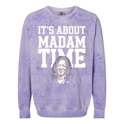 ItS Is About Madam Time Funny Kamala Harris Outfit Cool Gift Colorblast Crewneck Sweatshirt