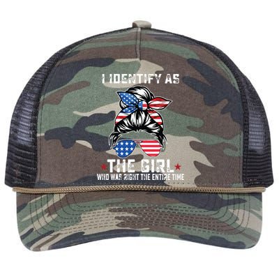 I Identify As The Girl Who Was Right The Entire Time Retro Rope Trucker Hat Cap