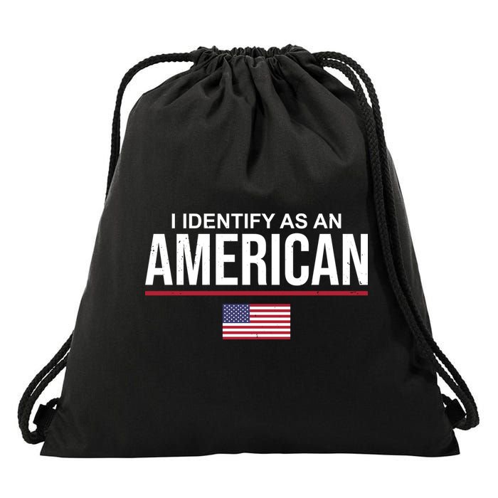 I Identify As An American USA Flag Drawstring Bag