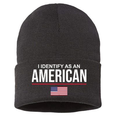 I Identify As An American USA Flag Sustainable Knit Beanie