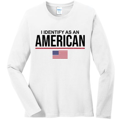 I Identify As An American USA Flag Ladies Long Sleeve Shirt