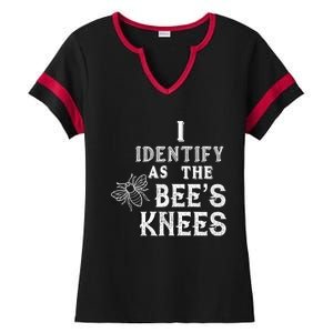 I Identify As The Bee's Knees Funny Positive Vibes Pronoun Ladies Halftime Notch Neck Tee