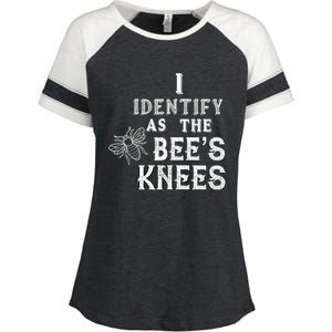 I Identify As The Bee's Knees Funny Positive Vibes Pronoun Enza Ladies Jersey Colorblock Tee