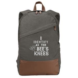 I Identify As The Bee's Knees Funny Positive Vibes Pronoun Cotton Canvas Backpack