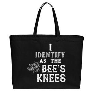 I Identify As The Bee's Knees Funny Positive Vibes Pronoun Cotton Canvas Jumbo Tote