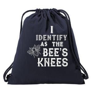 I Identify As The Bee's Knees Funny Positive Vibes Pronoun Drawstring Bag