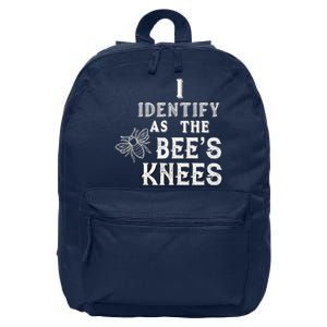 I Identify As The Bee's Knees Funny Positive Vibes Pronoun 16 in Basic Backpack