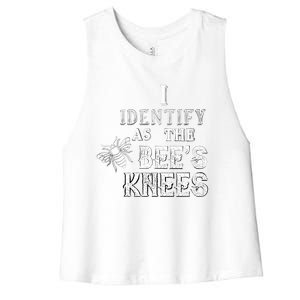 I Identify As The Bee's Knees Funny Positive Vibes Pronoun Women's Racerback Cropped Tank