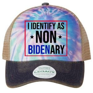 I Identify As Non Bidenary Anti Biden Funny Legacy Tie Dye Trucker Hat