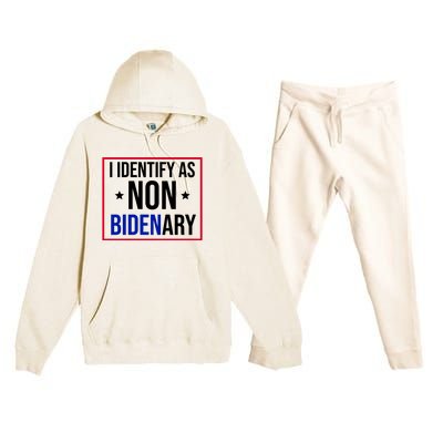 I Identify As Non Bidenary Anti Biden Funny Premium Hooded Sweatsuit Set