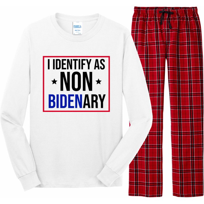 I Identify As Non Bidenary Anti Biden Funny Long Sleeve Pajama Set