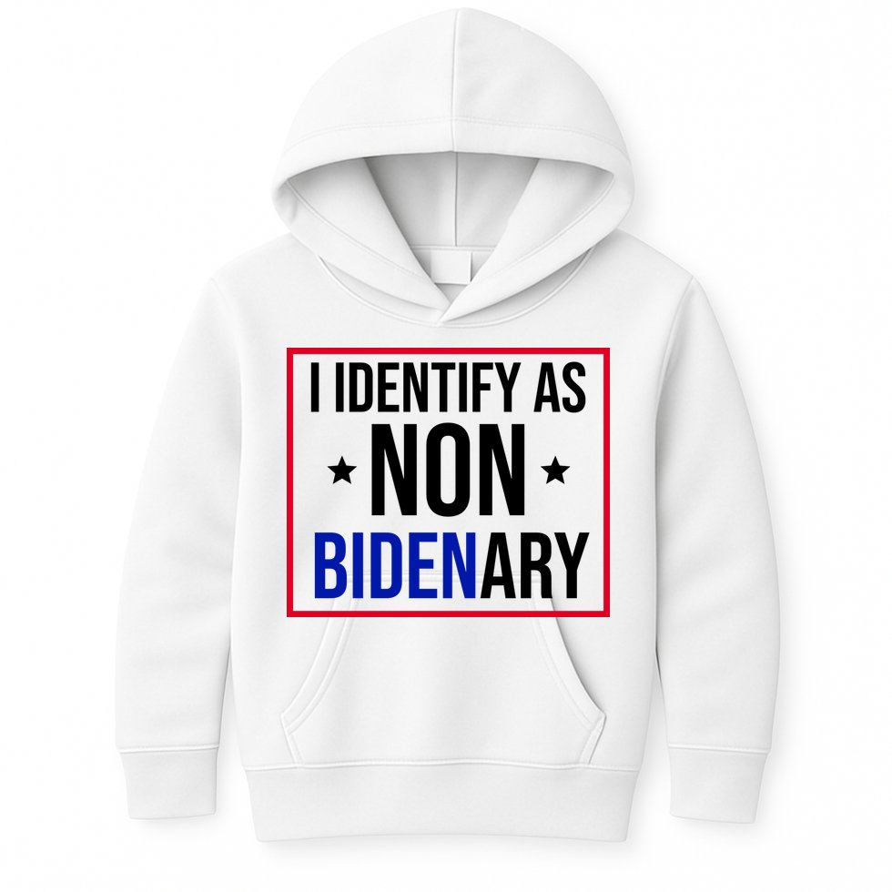 I Identify As Non Bidenary Anti Biden Funny Kids Hoodie