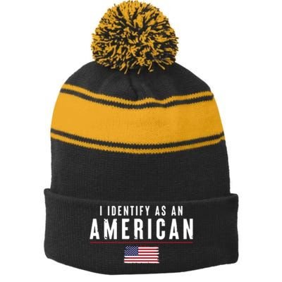 I Identify As An American Stripe Pom Pom Beanie