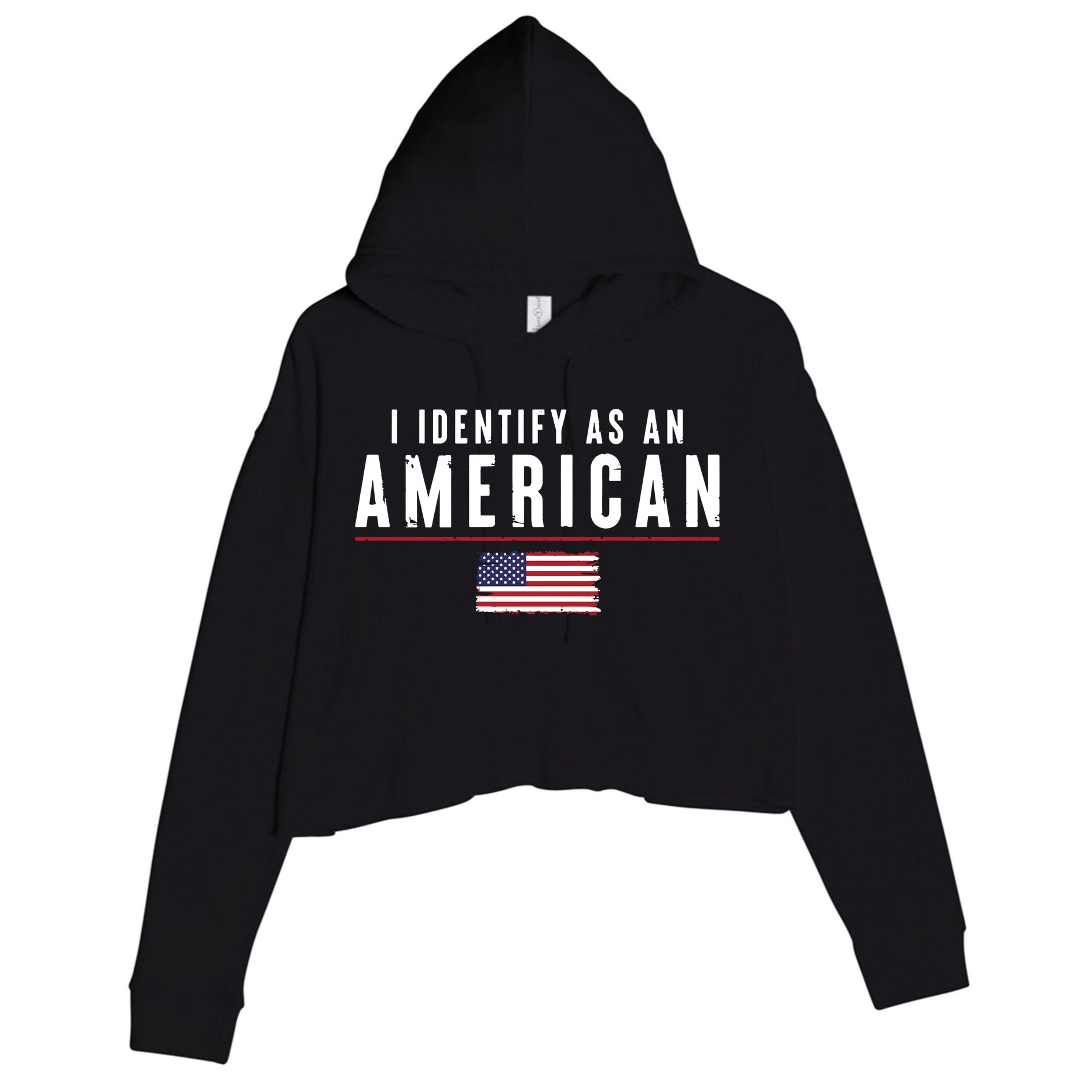 I Identify As An American Crop Fleece Hoodie