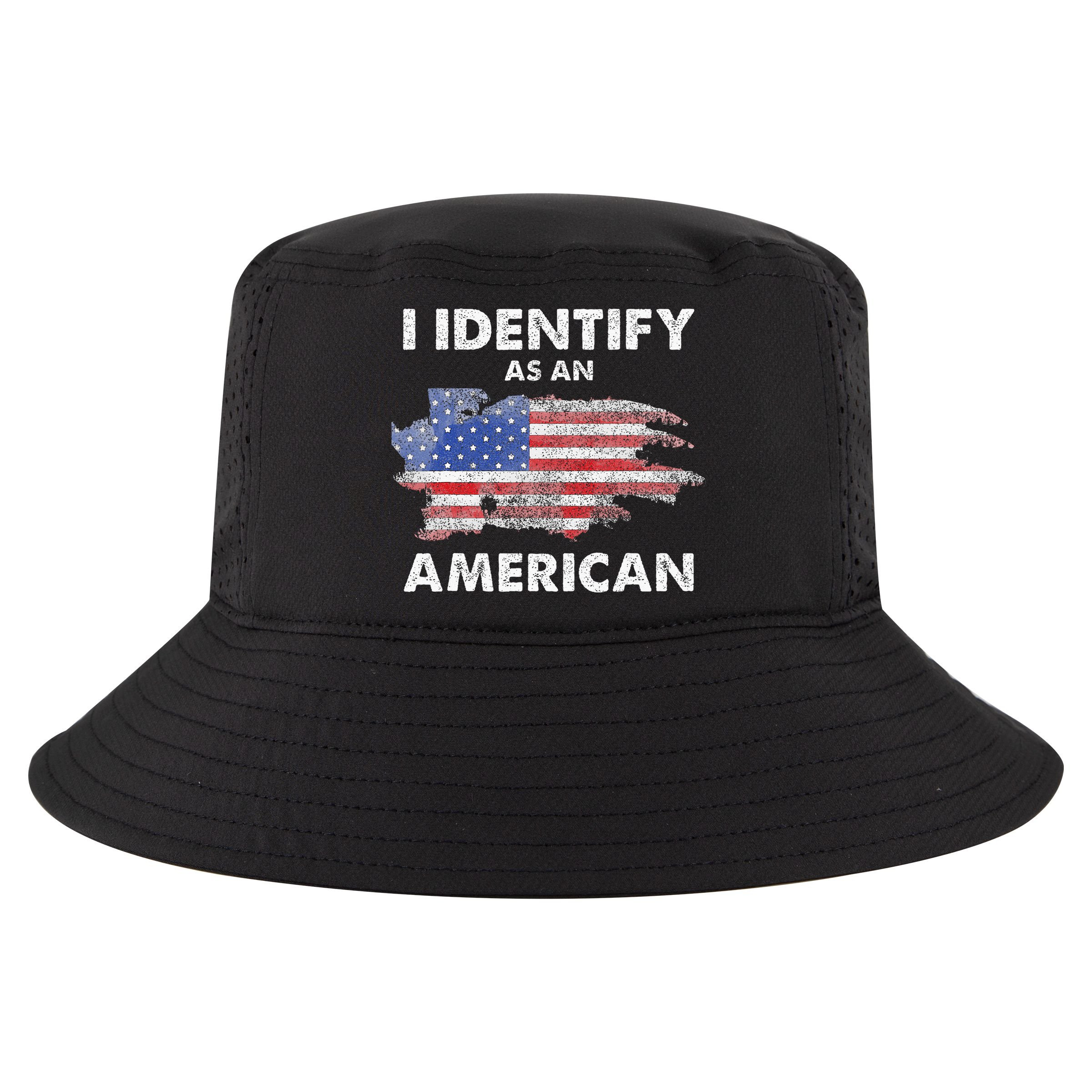 I Identify As An American Politics US Flag Proud American Cool Comfort Performance Bucket Hat