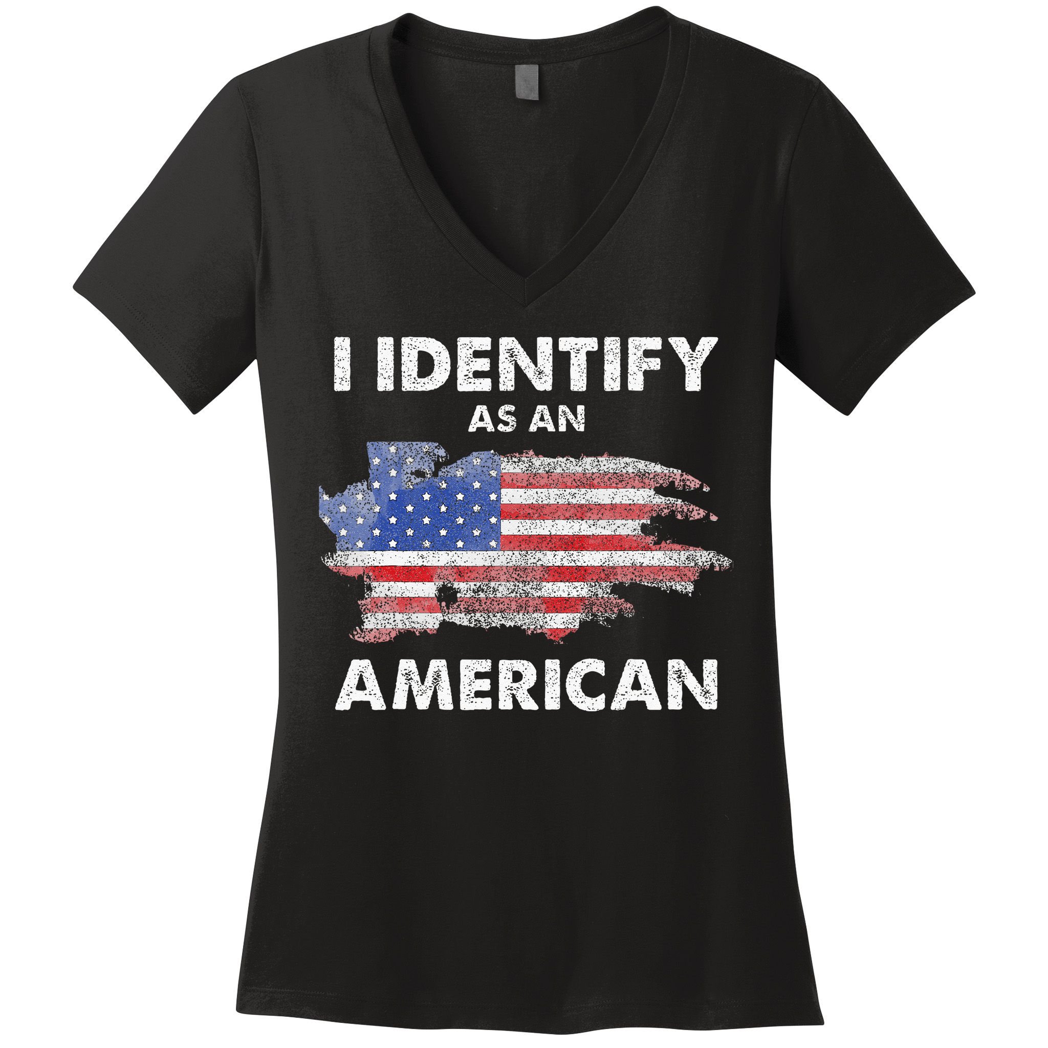 I Identify As An American Politics US Flag Proud American Women's V-Neck T-Shirt