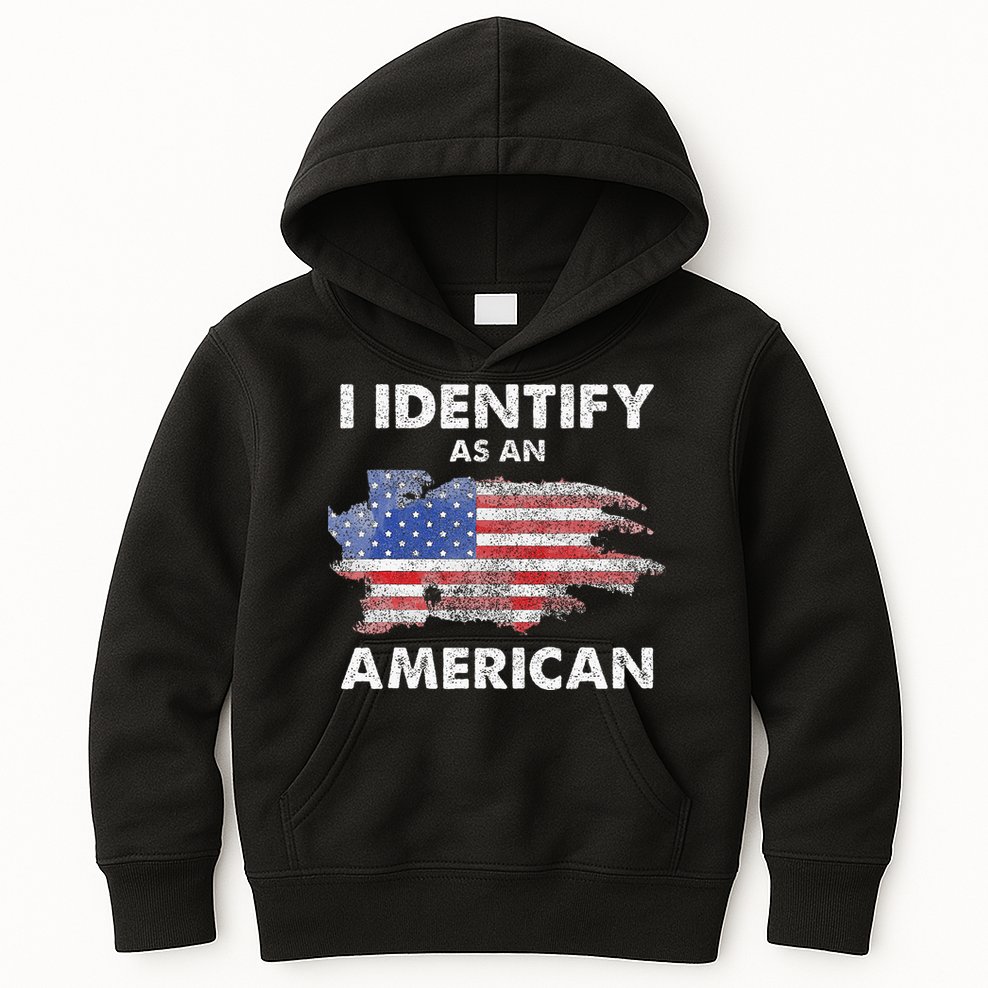I Identify As An American Politics US Flag Proud American Kids Hoodie
