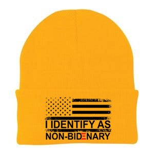 I Identify As Non Bidenary Anti Joe Biden Knit Cap Winter Beanie