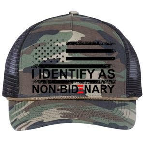 I Identify As Non Bidenary Anti Joe Biden Retro Rope Trucker Hat Cap