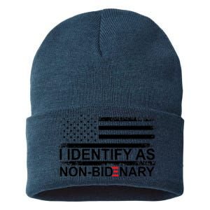 I Identify As Non Bidenary Anti Joe Biden Sustainable Knit Beanie