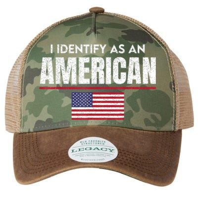 I Identify As An American No Identity Politics Usa Flag Legacy Tie Dye Trucker Hat