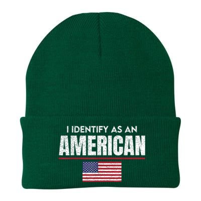 I Identify As An American No Identity Politics Usa Flag Knit Cap Winter Beanie