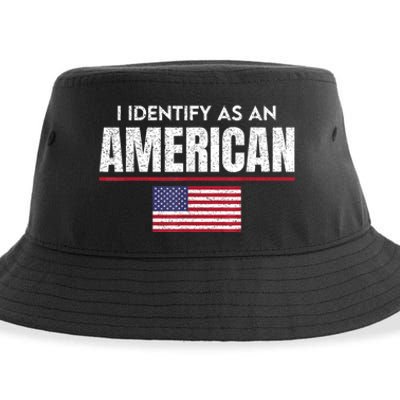 I Identify As An American No Identity Politics Usa Flag Sustainable Bucket Hat