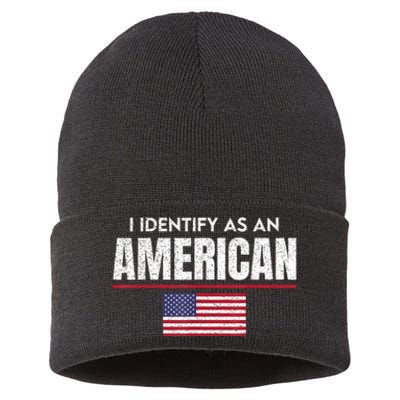 I Identify As An American No Identity Politics Usa Flag Sustainable Knit Beanie