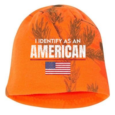 I Identify As An American No Identity Politics Usa Flag Kati - Camo Knit Beanie