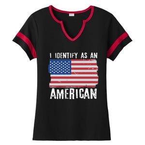 I Identify As An American Proud US American Ladies Halftime Notch Neck Tee