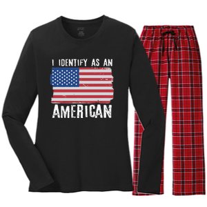 I Identify As An American Proud US American Women's Long Sleeve Flannel Pajama Set 