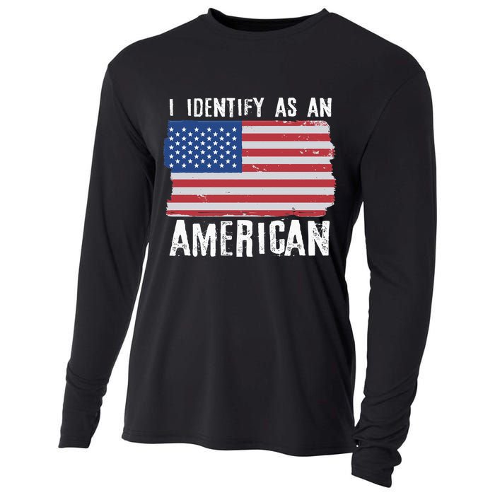 I Identify As An American Proud US American Cooling Performance Long Sleeve Crew