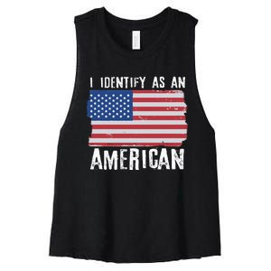 I Identify As An American Proud US American Women's Racerback Cropped Tank