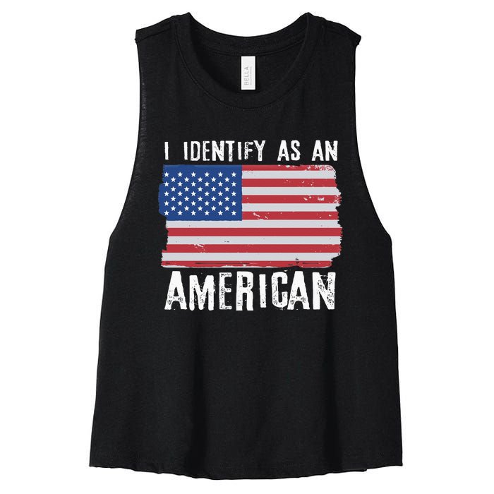 I Identify As An American Proud US American Women's Racerback Cropped Tank