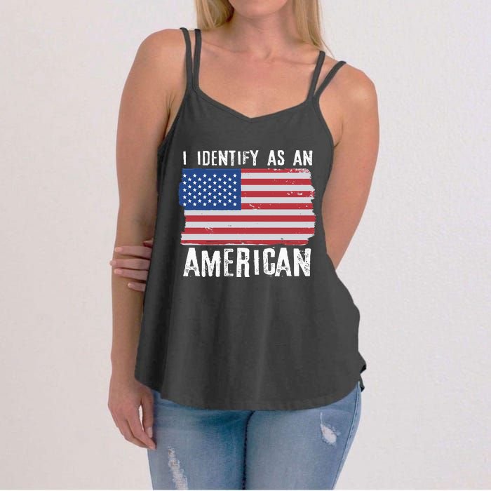 I Identify As An American Proud US American Women's Strappy Tank