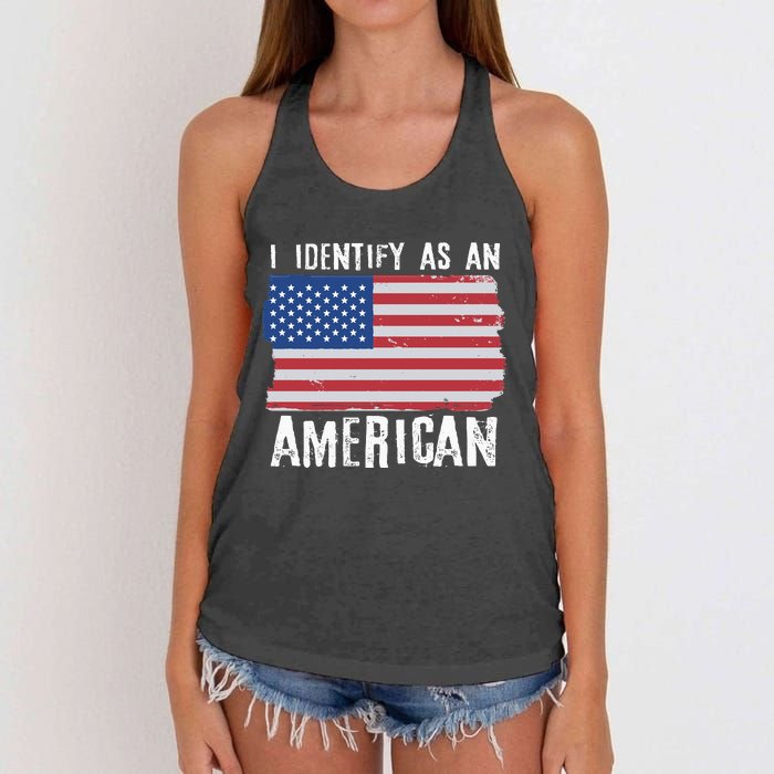 I Identify As An American Proud US American Women's Knotted Racerback Tank