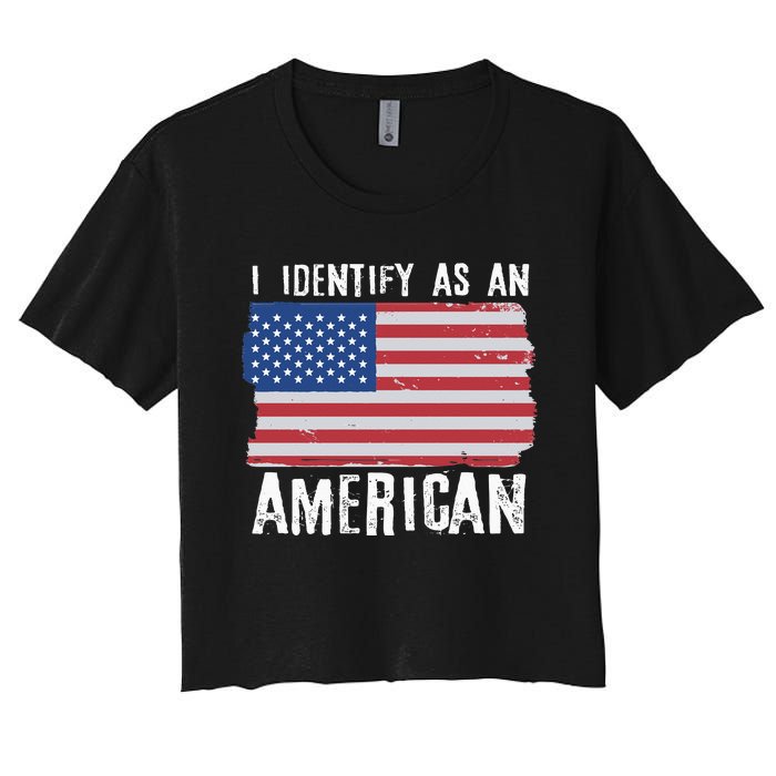 I Identify As An American Proud US American Women's Crop Top Tee